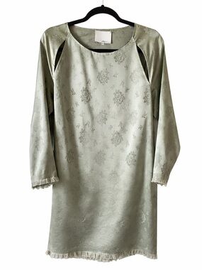 3.1 Phillip Lim Silk Jacquard Dress Size 2 Sage Cape Back Designer Mini